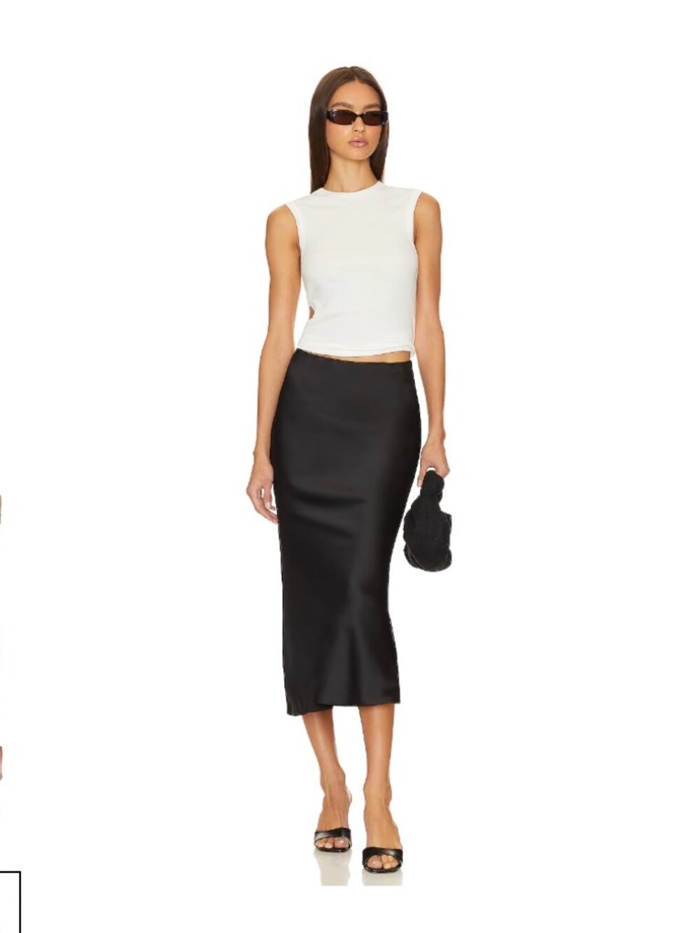 NWT Norma Kamali Obie Bias Cut Midi Skirt Black XS Silk-Feel Wedding Guest